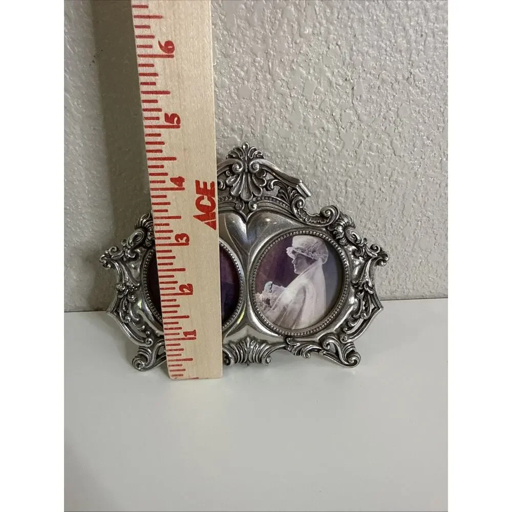 BRIGHTON Victorian Romance Silver Plated Double Oval Picture Frame Ornate